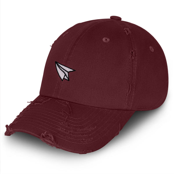 Paper Airplane Vintage Dad Hat Frayed Embroidered Cap Plane Sky