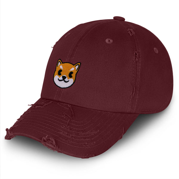 Shiba Vintage Dad Hat Frayed Embroidered Cap Dog Puppy