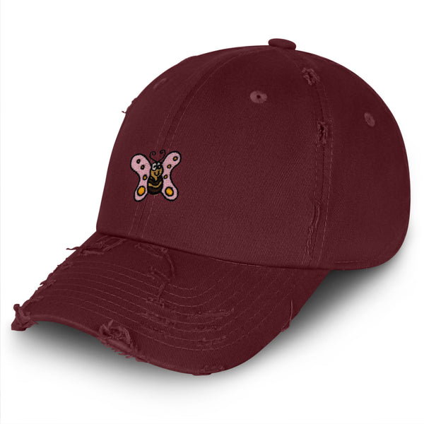 Jackson the Butterfly Vintage Dad Hat Frayed Embroidered Cap Insect Character