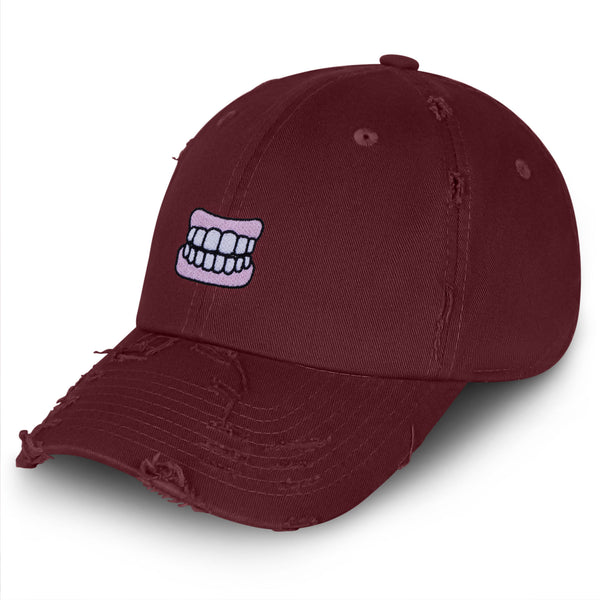 Dentures Vintage Dad Hat Frayed Embroidered Cap Funny