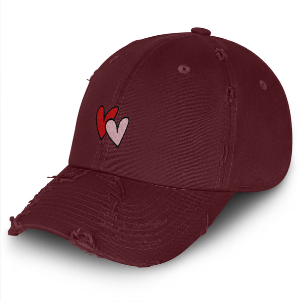 Heart Vintage Dad Hat Frayed Embroidered Cap Cute