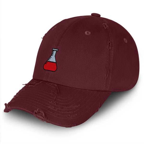 Erlenmeyer Flask Vintage Dad Hat Frayed Embroidered Cap Science