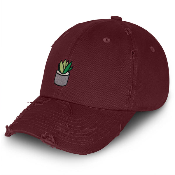 Succulent Vintage Dad Hat Frayed Embroidered Cap Plant