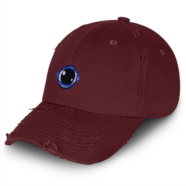 Eyeball Vintage Dad Hat Frayed Embroidered Cap Vision Logo