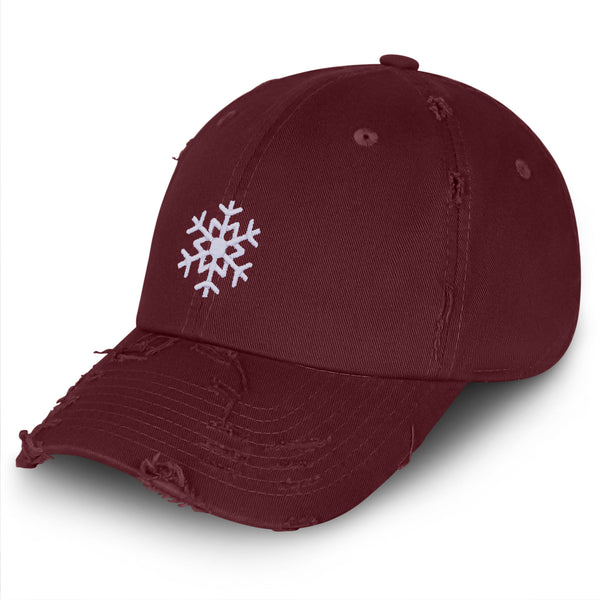 Snowflake Vintage Dad Hat Frayed Embroidered Cap Crystal Symbol