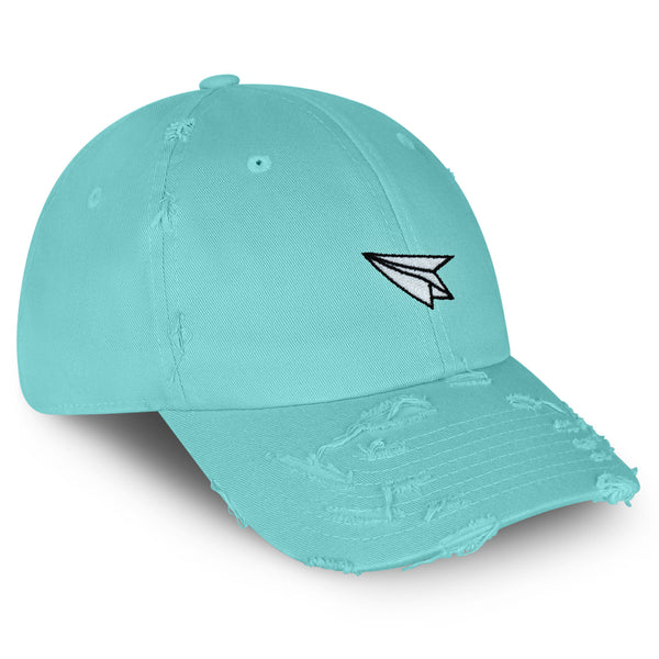 Paper Airplane Vintage Dad Hat Frayed Embroidered Cap Plane Sky