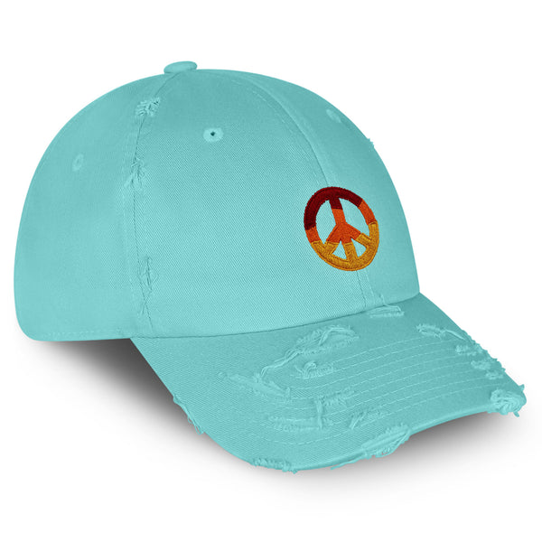 Peace Symbol Vintage Dad Hat Frayed Embroidered Cap Hippie Logo