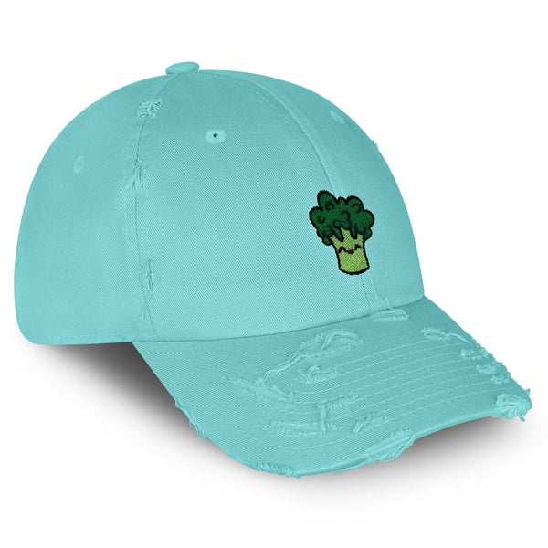 Broccoli Vintage Dad Hat Frayed Embroidered Cap Vegan Vegetable