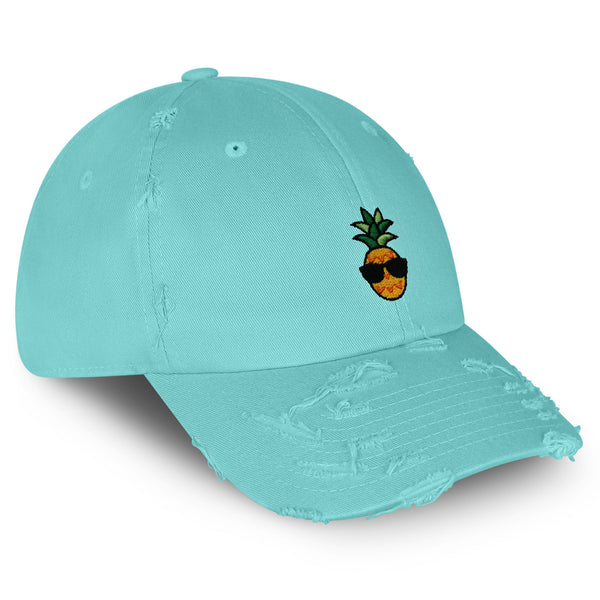 Pineapple Man Vintage Dad Hat Frayed Embroidered Cap Sunglasses