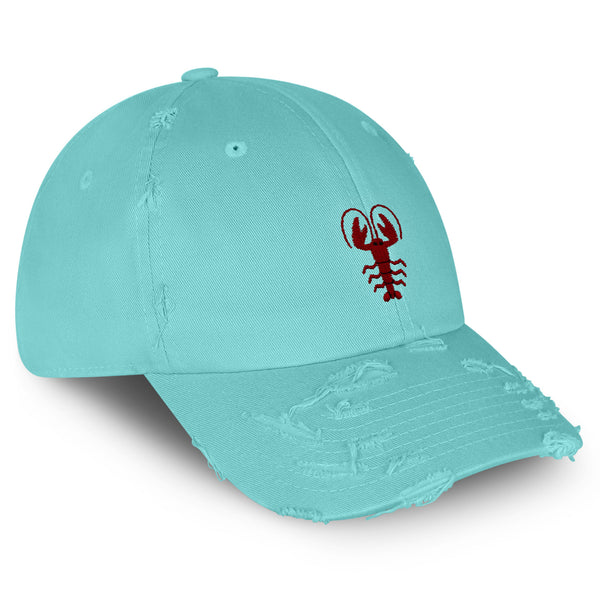 Lobster Vintage Dad Hat Frayed Embroidered Cap Shellfish Foodie