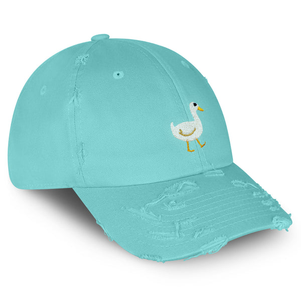 Duck Vintage Dad Hat Frayed Embroidered Cap Bird Lake