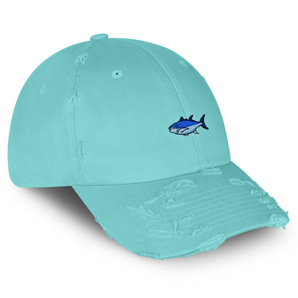 Tuna Vintage Dad Hat Frayed Embroidered Cap Fishing