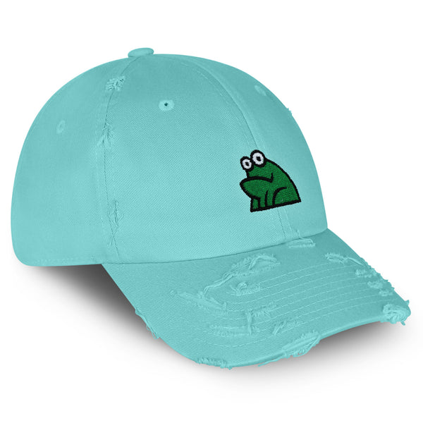 Frog Vintage Dad Hat Frayed Embroidered Cap Funny