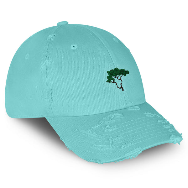 Tree Vintage Dad Hat Frayed Embroidered Cap Hiking