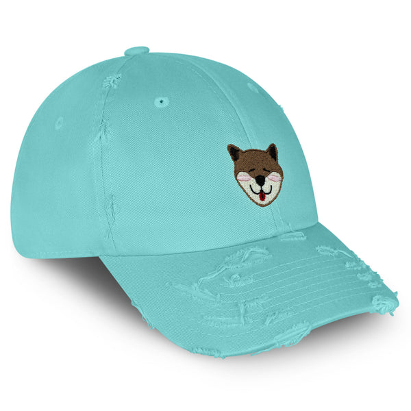 Shiba Vintage Dad Hat Frayed Embroidered Cap Dog Puppy