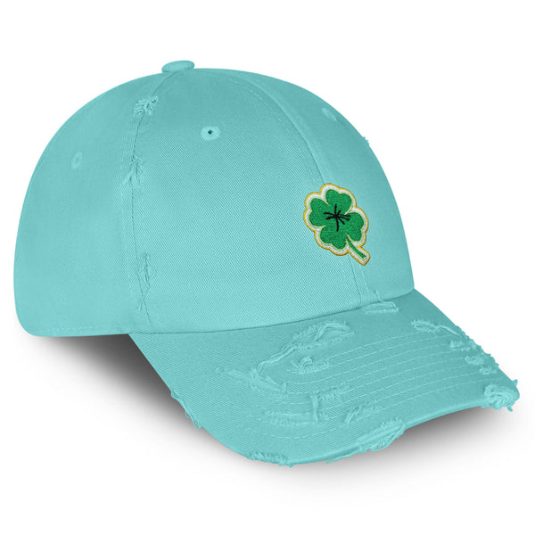 Clover Vintage Dad Hat Frayed Embroidered Cap Lucky Plant