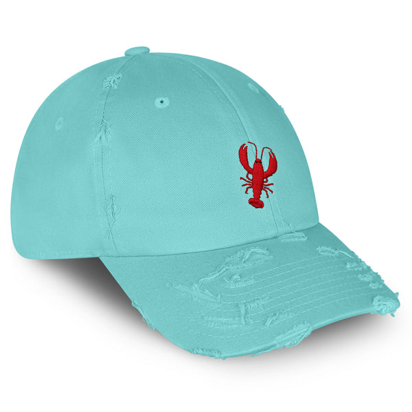 Lobster Vintage Dad Hat Frayed Embroidered Cap Seafood