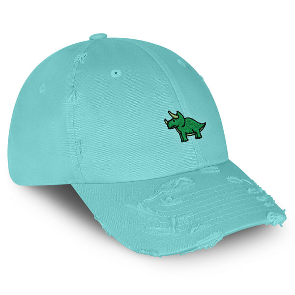 Triceratops Vintage Dad Hat Frayed Embroidered Cap Dinosaur