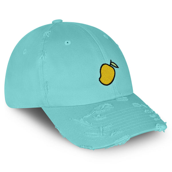 Mango Fruit Vintage Dad Hat Frayed Embroidered Cap Tree