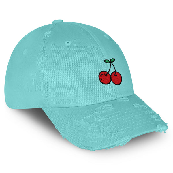 Cherries Vintage Dad Hat Frayed Embroidered Cap Fruit