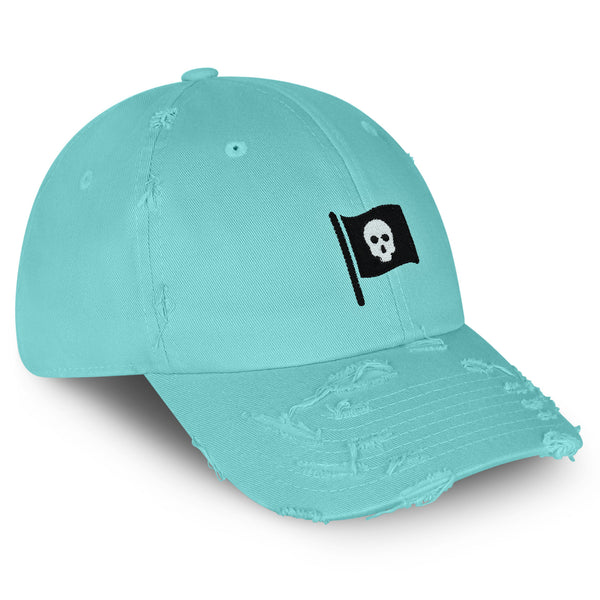 Skull Flag Vintage Dad Hat Frayed Embroidered Cap Pirate