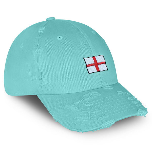 England Flag Vintage Dad Hat Frayed Embroidered Cap Fluttering