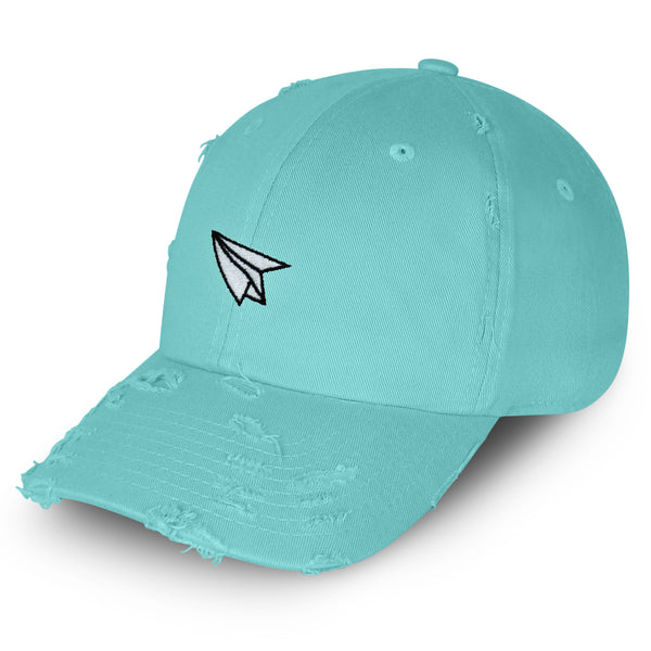 Paper Airplane Vintage Dad Hat Frayed Embroidered Cap Plane Sky