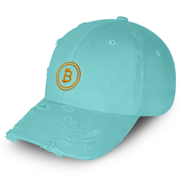 Bitcoin Vintage Dad Hat Frayed Embroidered Cap Cryptocurrency