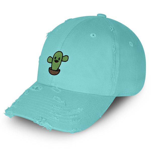 Cute Cactus Vintage Dad Hat Frayed Embroidered Cap Desert