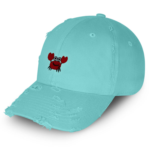 Funny Crab Vintage Dad Hat Frayed Embroidered Cap Ocean Sea, Fishing