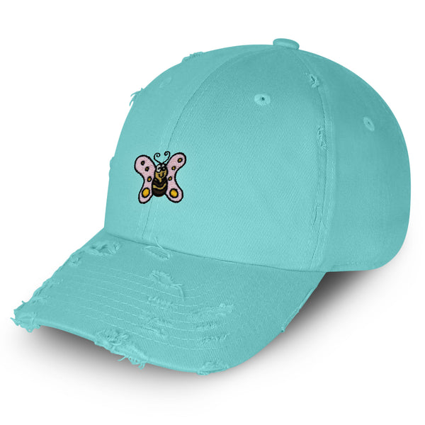 Jackson the Butterfly Vintage Dad Hat Frayed Embroidered Cap Insect Character