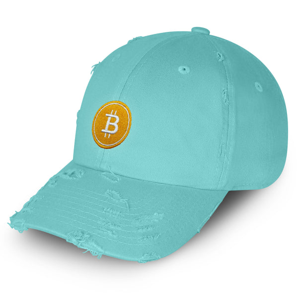 Bitcoin Vintage Dad Hat Frayed Embroidered Cap Cryptocurrency Investing