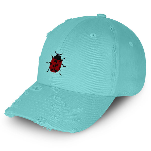 Ladybug Vintage Dad Hat Frayed Embroidered Cap Insect