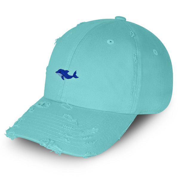 Dolphin Vintage Dad Hat Frayed Embroidered Cap Ocean Aquarium, Sea