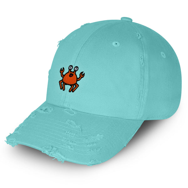 Funny Crab Vintage Dad Hat Frayed Embroidered Cap Ocean Fish, Fishing