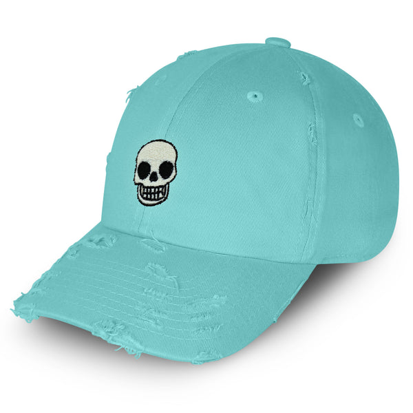 Skull Vintage Dad Hat Frayed Embroidered Cap Girly Halloween