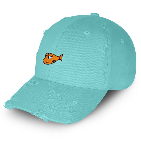 Funny Fish Vintage Dad Hat Frayed Embroidered Cap Jokes Memes