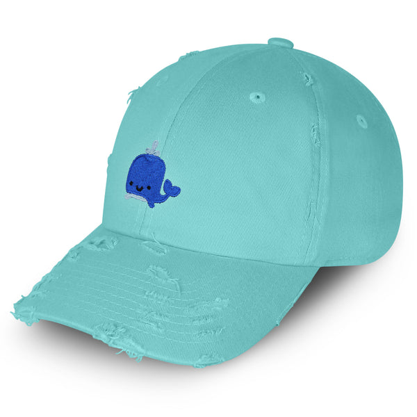 Party Whale Vintage Dad Hat Frayed Embroidered Cap Cute