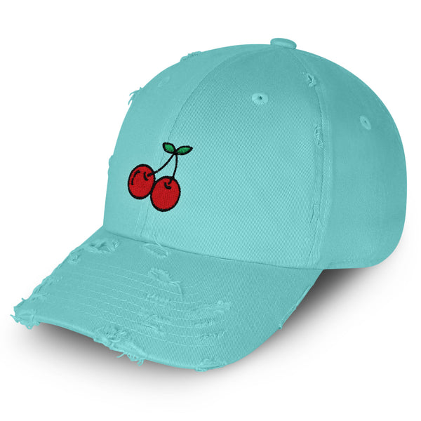 Cherries Vintage Dad Hat Frayed Embroidered Cap Fruit