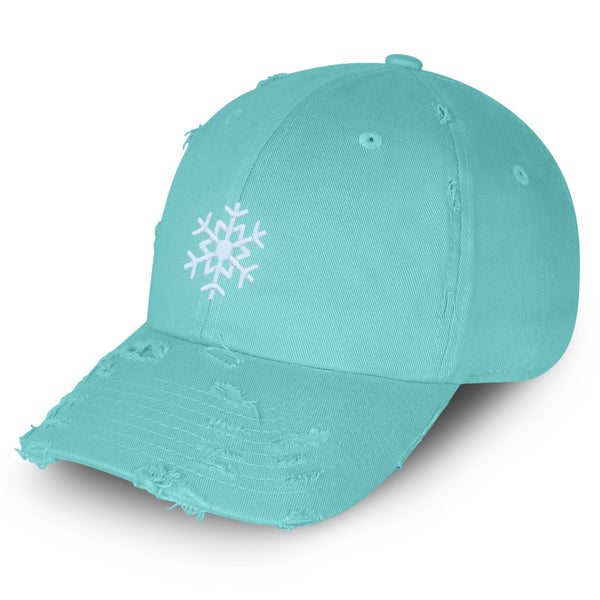 Snowflake Vintage Dad Hat Frayed Embroidered Cap Crystal Symbol