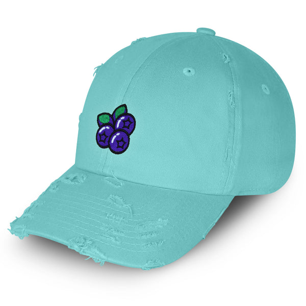 Blueberry Vintage Dad Hat Frayed Embroidered Cap Fruit