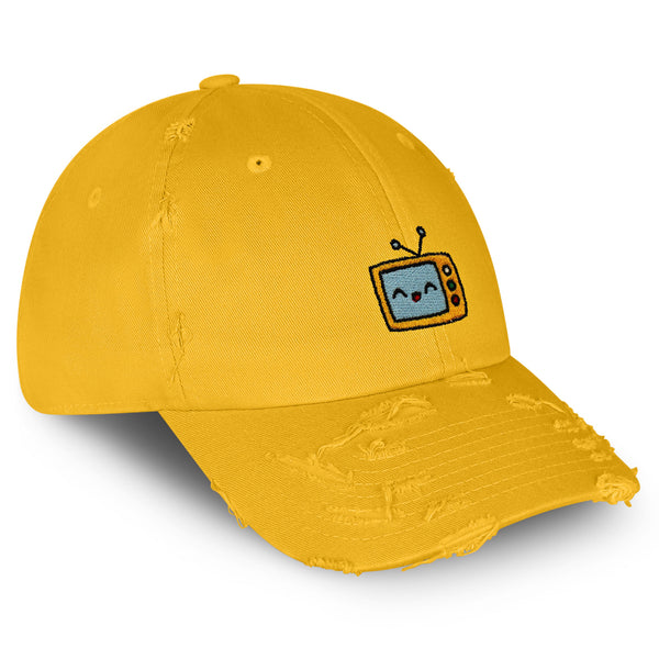 Analog TV Vintage Dad Hat Frayed Embroidered Cap Television Retro, Analog