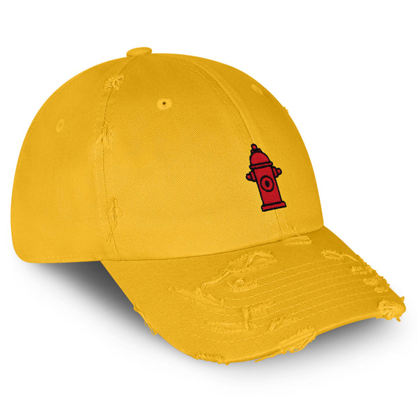 Fire Hydrant Vintage Dad Hat Frayed Embroidered Cap Fire Fighter