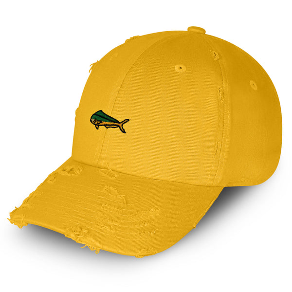 Mahi-Mahi Fish Vintage Dad Hat Frayed Embroidered Cap Fishing Ocean