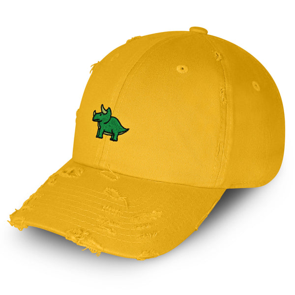 Triceratops Vintage Dad Hat Frayed Embroidered Cap Dinosaur