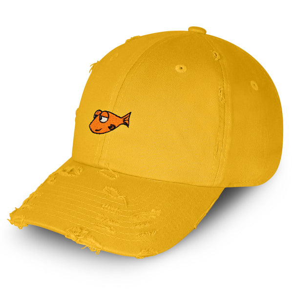 Funny Fish Vintage Dad Hat Frayed Embroidered Cap Jokes Memes