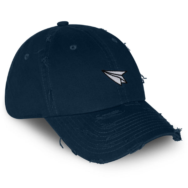 Paper Airplane Vintage Dad Hat Frayed Embroidered Cap Plane Sky