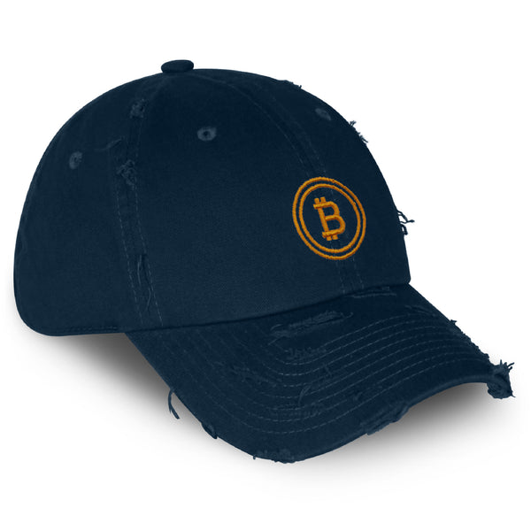 Bitcoin Vintage Dad Hat Frayed Embroidered Cap Cryptocurrency