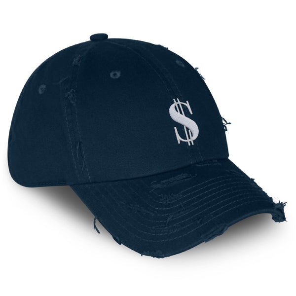 Dollar Sign Vintage Dad Hat Frayed Embroidered Cap Money Cash