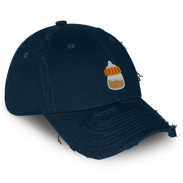 Orange Baby Bottle Vintage Dad Hat Frayed Embroidered Cap Infant New Born